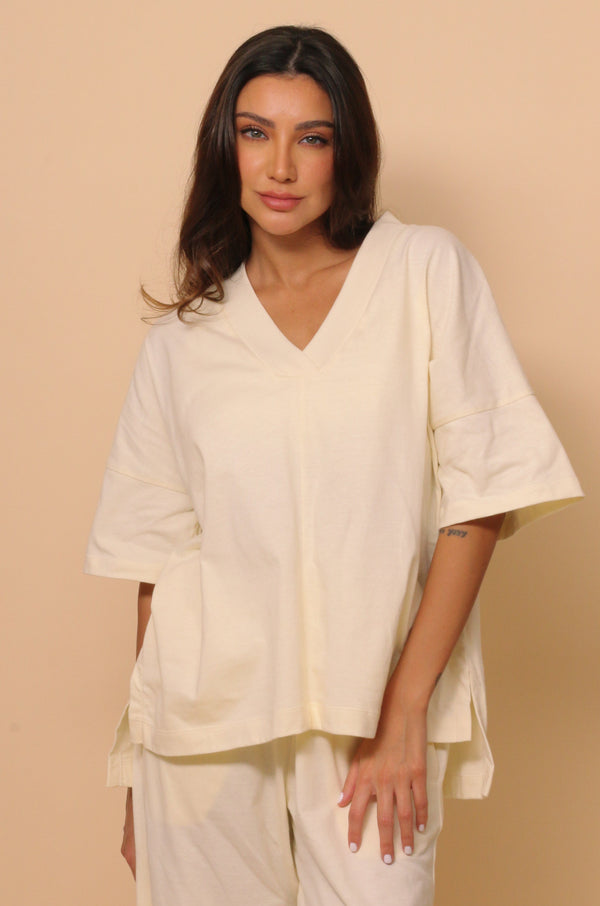 Cottonique Women's Allergy-Free Victoria V-Neck Oversized Top