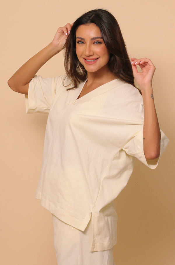 cottonique Women's Allergy-Free Victoria V-Neck Oversized Top