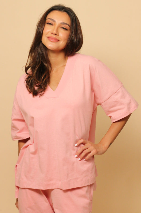 cottonique Women's Allergy-Free Victoria V-neck Oversized Top