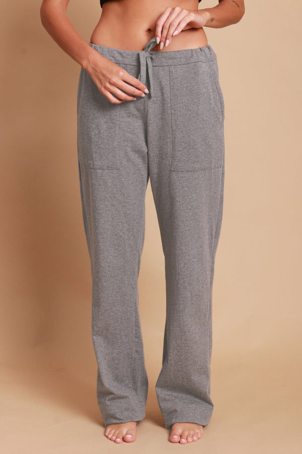 cottonique Women's Drawstring Pants with Patch Pockets