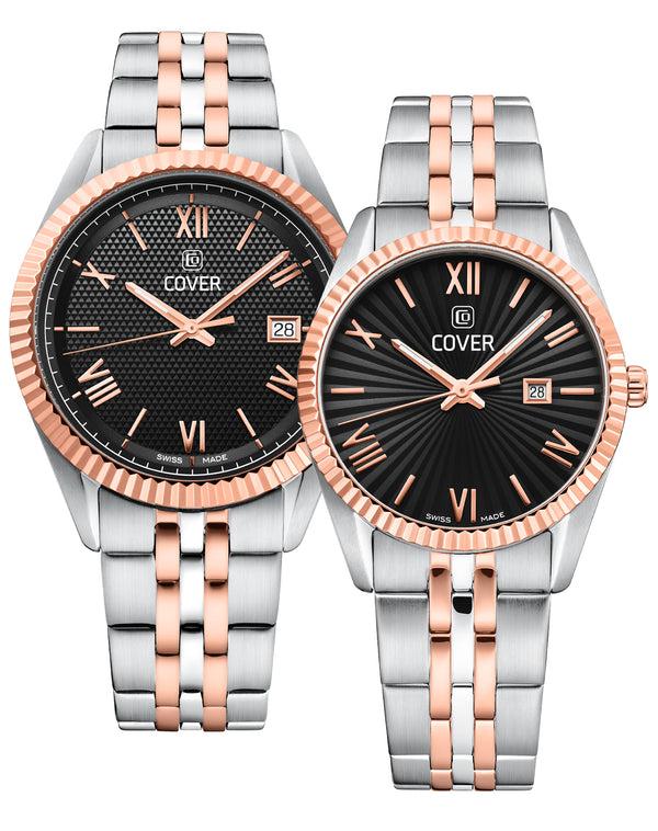 Cover COVER Alston Gent Watch Black Bicolor Silver Rose Gold
