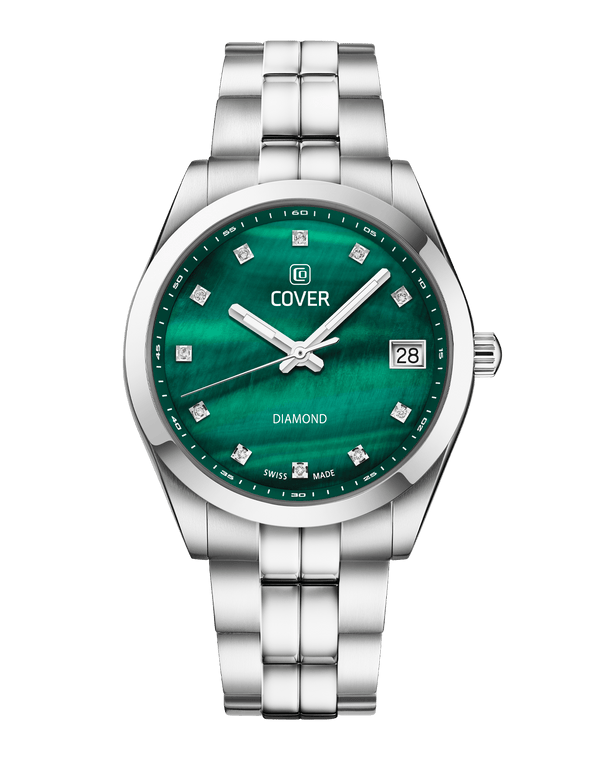 cover COVER Andara Diamond Watch Green Pearl Silver Color