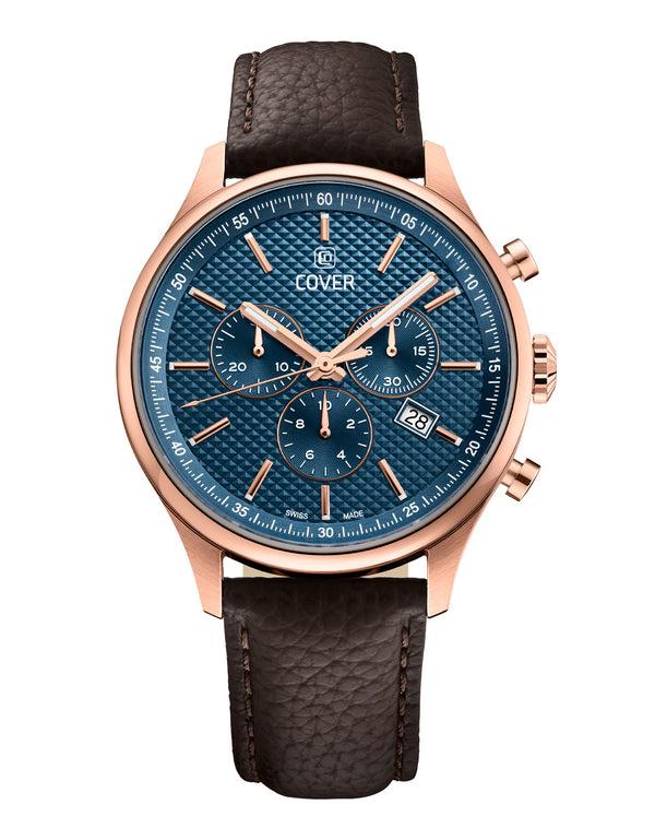 cover COVER Chapman Chrono II Blue Leather Rose Gold