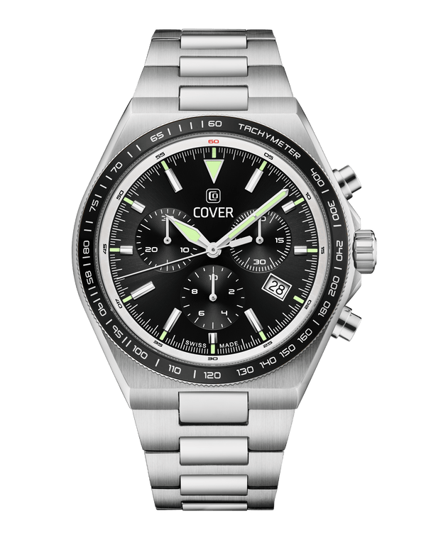 cover COVER Iconosteel Chrono Watch Black Silver Color