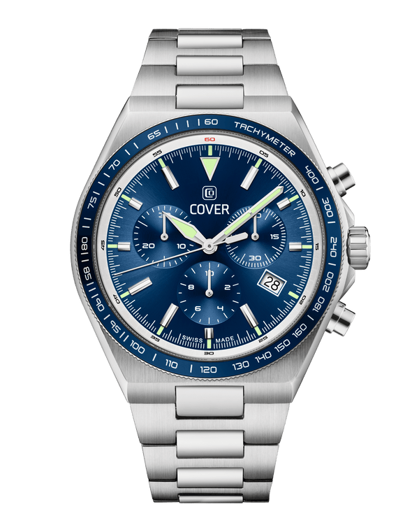 cover COVER Iconosteel Chrono Watch Blue Silver Color