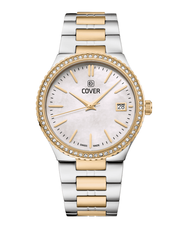 cover COVER Jumeira Crystals White Pearl Bicolor Silver Gold Watch