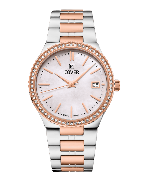 cover COVER Jumeira Crystals White Pearl Bicolor Silver Rose Gold Watch