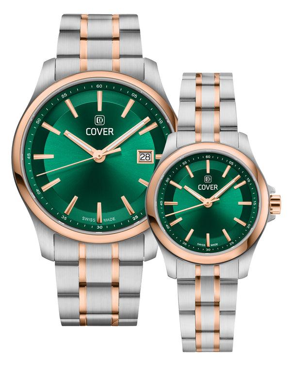 Cover COVER Marville Gent Steel Watch Green Bicolor Silver Rose Gold