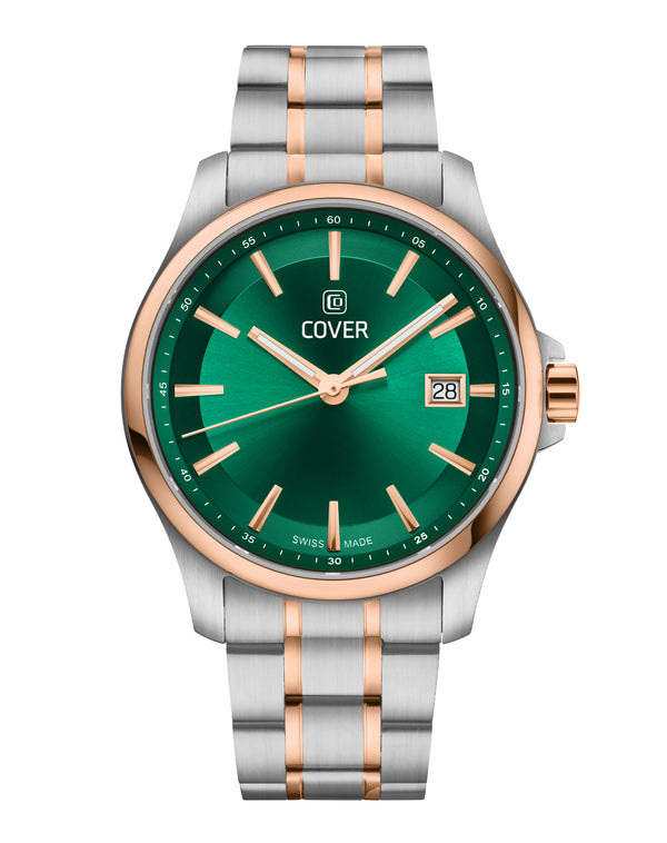 cover COVER Marville Gent Steel Watch Green Bicolor Silver Rose Gold