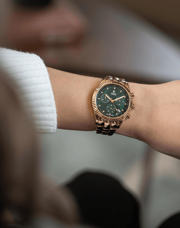 Cover COVER Valentina Chrono Watch Crystals Green Pearl Gold