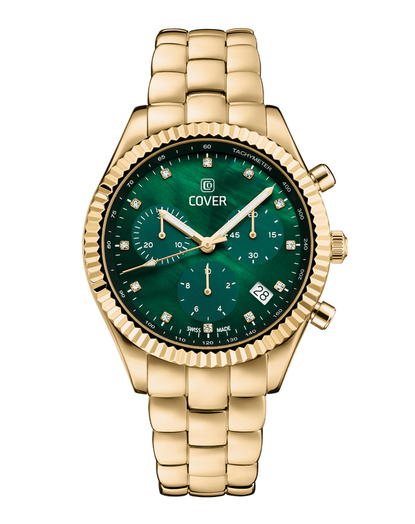 cover COVER Valentina Chrono Watch Crystals Green Pearl Gold