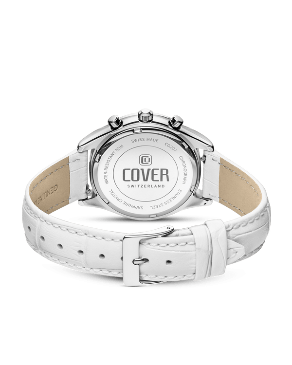 Cover COVER Valentina Chrono Watch Crystals White Pearl Lather Silver