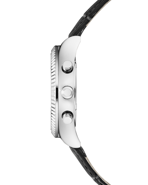 Cover COVER Valentina Chrono Watch Crystals White Pearl Leather Silver