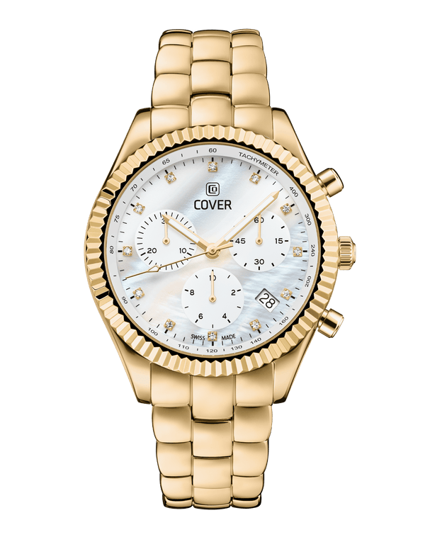 cover COVER Valentina Chrono Watch Crystals White Pearl Gold