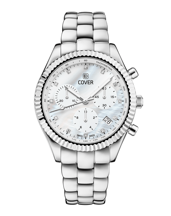 cover COVER Valentina Chrono Watch Crystals White Pearl Silver