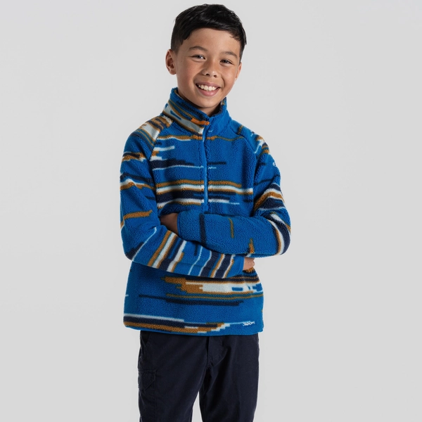 Craghoppers Kid's Tivoli Half Zip | Titan Blue Print