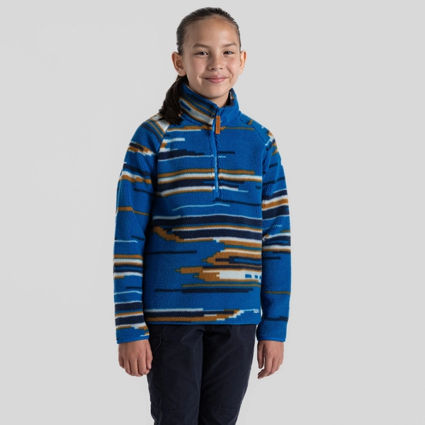 craghoppers Kid's Tivoli Half Zip | Titan Blue Print