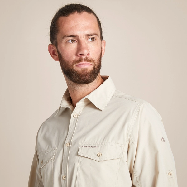 Craghoppers Men's Kiwi Long Sleeved Shirt | Oatmeal