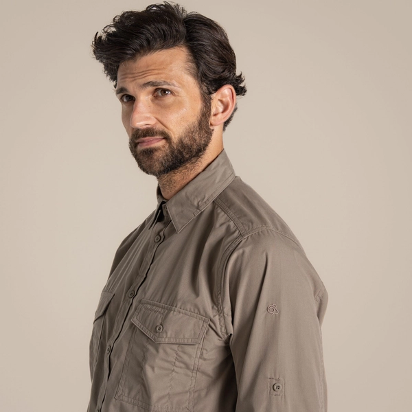 Craghoppers Men's Kiwi Long Sleeved Shirt | Pebble