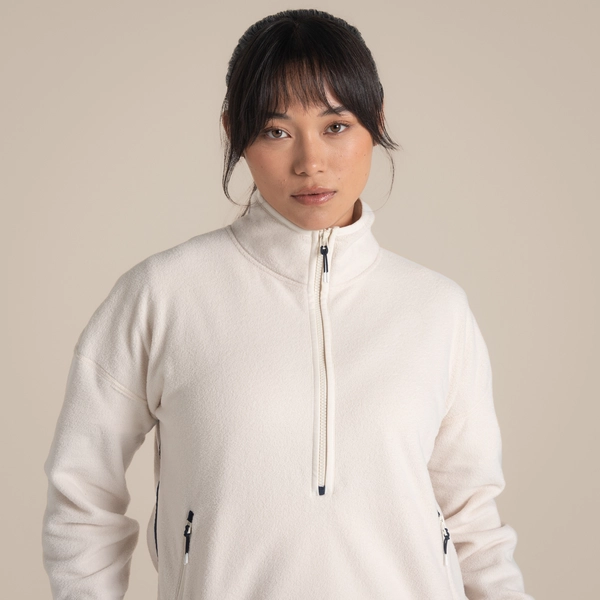 Craghoppers Women's CO2 Renu Half Zip Fleece | Ecru