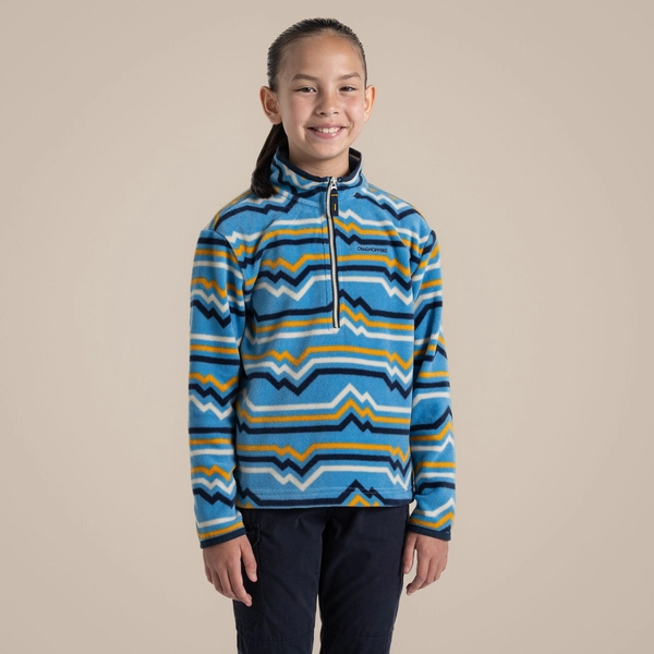 craghoppers Kid's Bachas Half Zip Fleece | Bright Sky Print