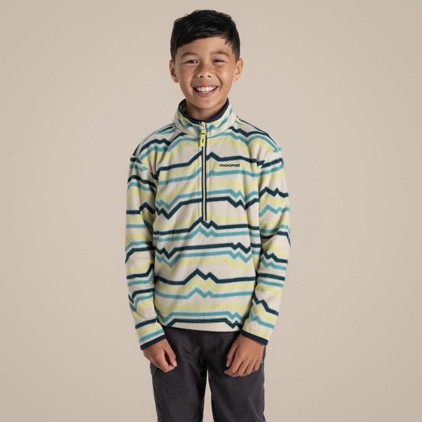 Craghoppers Kid's Bachas Half Zip Fleece | Key Lime Print