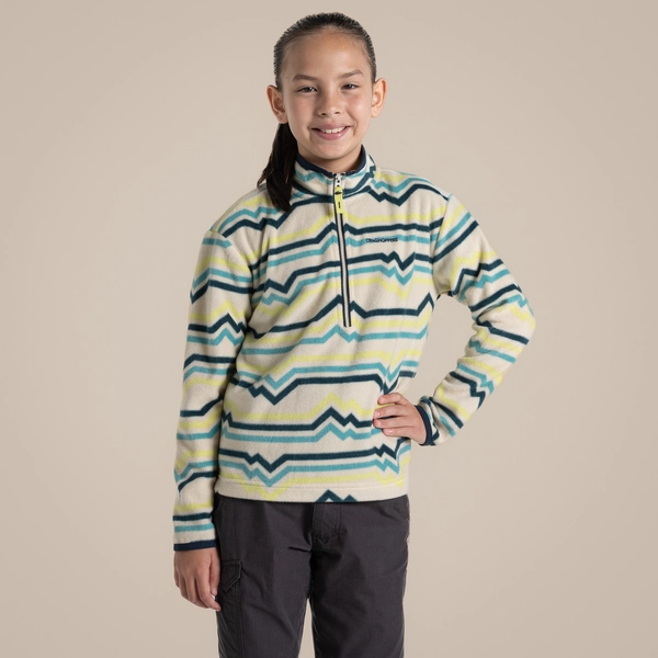 craghoppers Kid's Bachas Half Zip Fleece | Key Lime Print