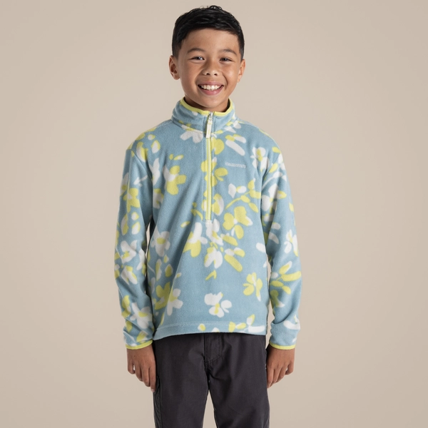 Craghoppers Kid's Bachas Half Zip Fleece | Sky Blue Print