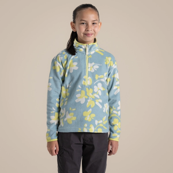 craghoppers Kid's Bachas Half Zip Fleece | Sky Blue Print