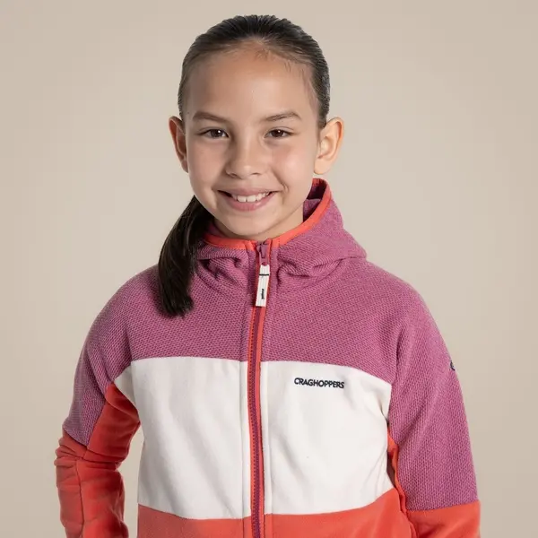Craghoppers Kid's Bindloe Hooded Fleece Jacket | Dusky Hibiscus / Deep Coral