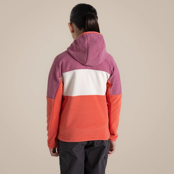 craghoppers Kid's Bindloe Hooded Fleece Jacket | Dusky Hibiscus / Deep Coral