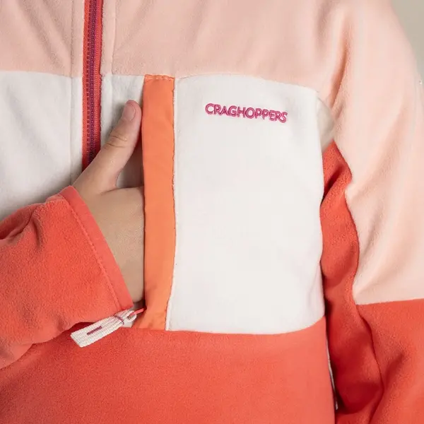 Craghoppers Kid's Bromley Half Zip Fleece | Pink Peach / Deep Coral