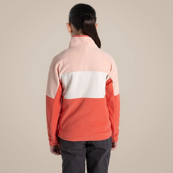 craghoppers Kid's Bromley Half Zip Fleece | Pink Peach / Deep Coral