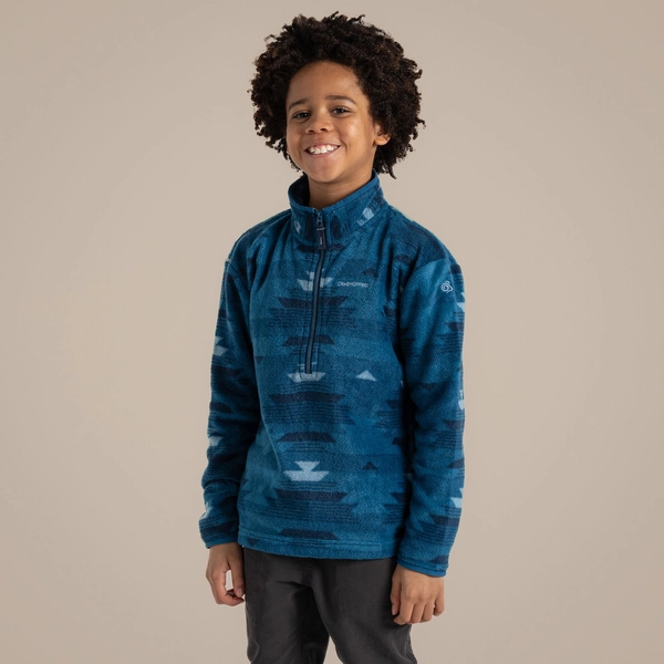 Craghoppers Kid's Calke Half Zip Fleece | Blue Navy Print
