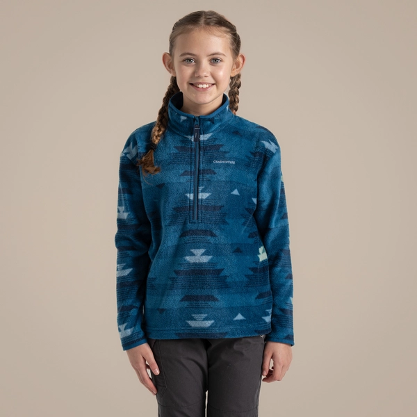 craghoppers Kid's Calke Half Zip Fleece | Blue Navy Print