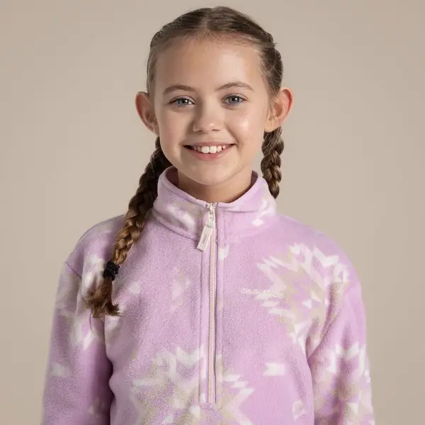 Craghoppers Kid's Calke Half Zip Fleece | Orchid Print