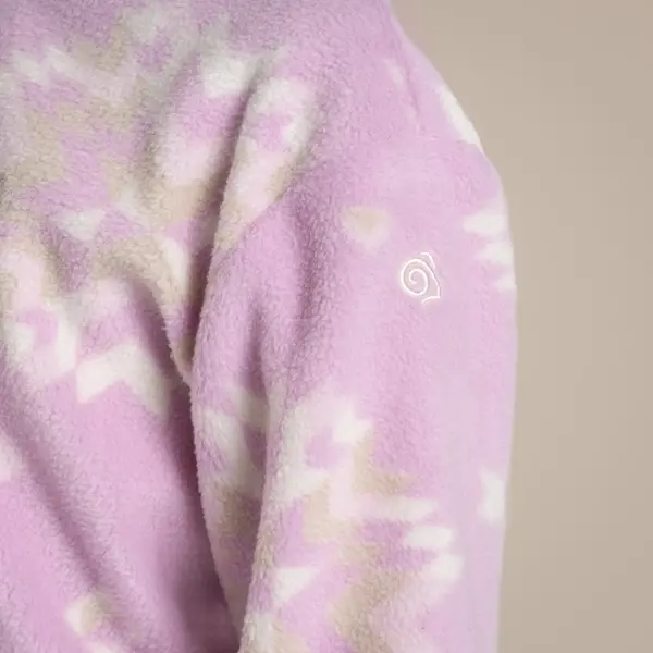 Craghoppers Kid's Calke Half Zip Fleece | Orchid Print