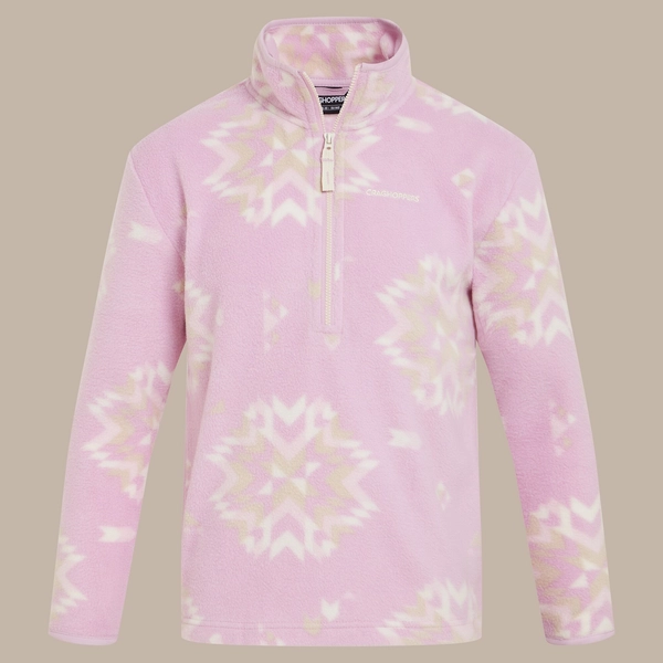 Craghoppers Kid's Calke Half Zip Fleece | Orchid Print