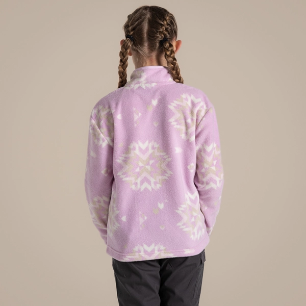 craghoppers Kid's Calke Half Zip Fleece | Orchid Print