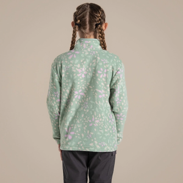 Craghoppers Kid's Calke Half Zip Fleece | Pale Pistachio Print