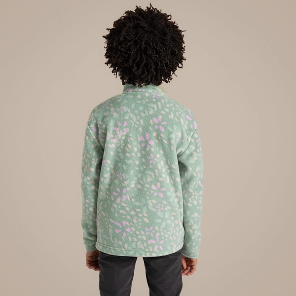 Craghoppers Kid's Calke Half Zip Fleece | Pale Pistachio Print