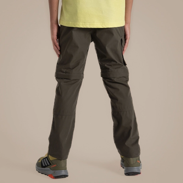 craghoppers Kid's Kiwi Cargo II Convertible Trousers | Woodland Green