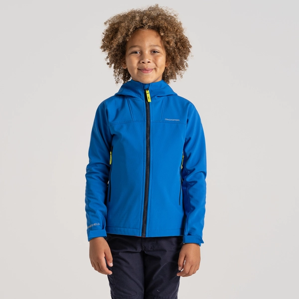 Craghoppers Kid's Landon Softshell Hooded Jacket | Bolt Blue