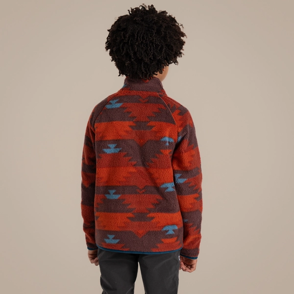 Craghoppers Kid's Pico Half Zip Fleece | Carnelian Orange Print