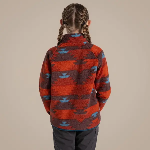 Craghoppers Kid's Pico Half Zip Fleece | Carnelian Orange Print