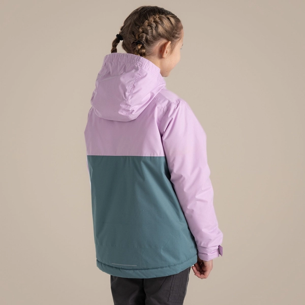 craghoppers Kid's Risco Waterproof Jacket | Orchid / Atlantic