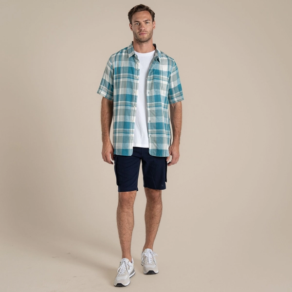 Craghoppers Men's Argino Short Sleeved Shirt | Tranquil Blue Check