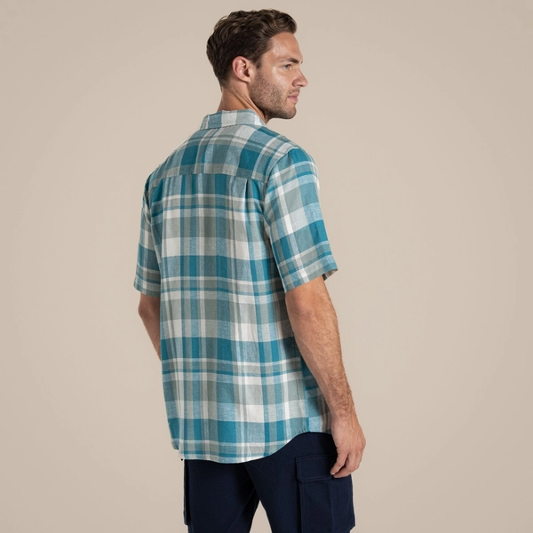 craghoppers Men's Argino Short Sleeved Shirt | Tranquil Blue Check