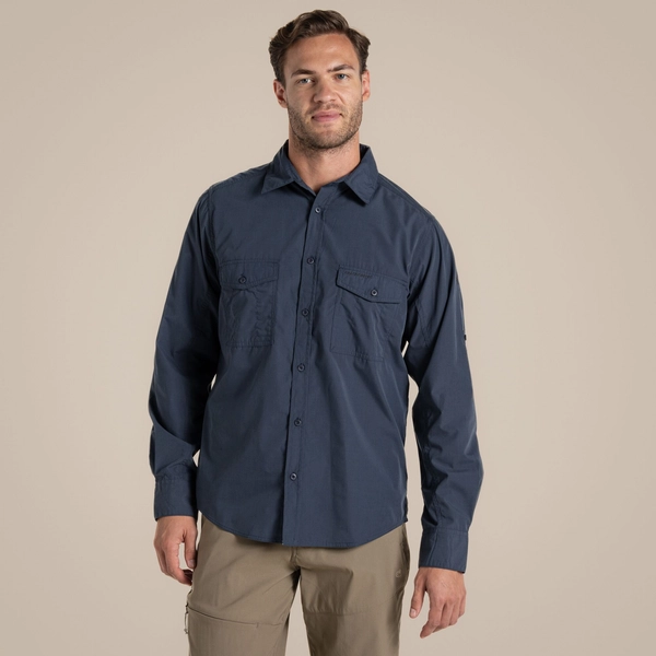 Craghoppers Men's Kiwi Long Sleeved Shirt | Ombre Blue