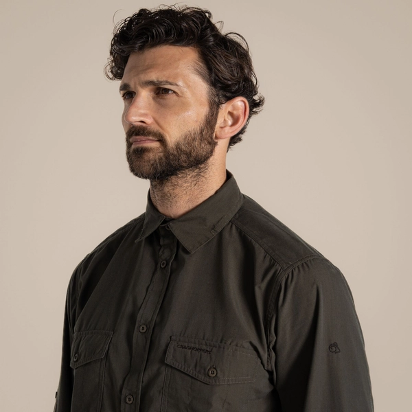 Craghoppers Men's Kiwi Long Sleeved Shirt | Woodland Green